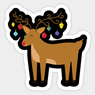 Reindeer with ornaments hanging from Sticker